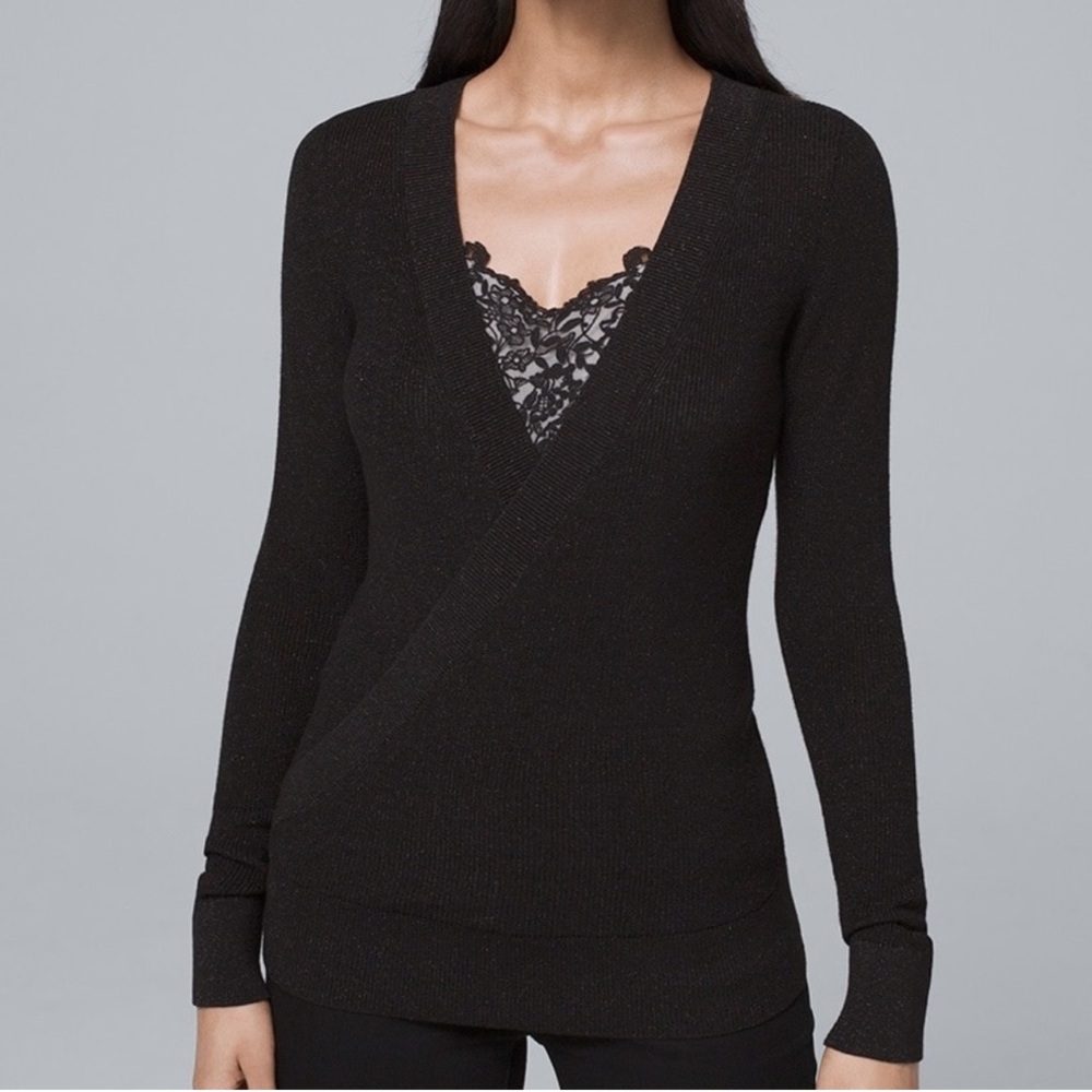 WHBM SPARKLE SURPLICE SWEATER
